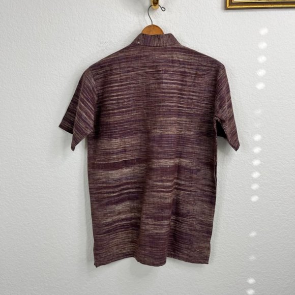 Smart Look Guayabera VTG Men's Striped Pop Over Dress Shirt - Picture 5 of 8